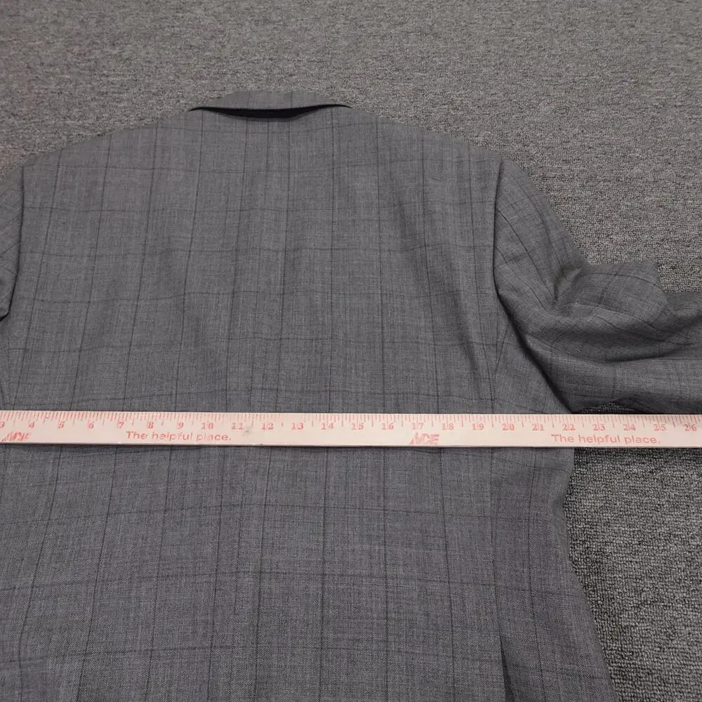 Joseph Abboud Suit Mens 44L Gray Plaid Wool 2 Button 2 Piece 38x31 Pants
